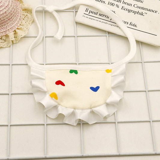 Heart Print Pet Bib with Ruffled Trim