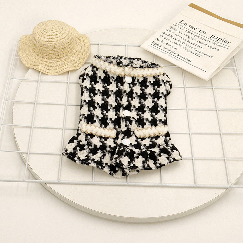 Chic Houndstooth Pet Coat